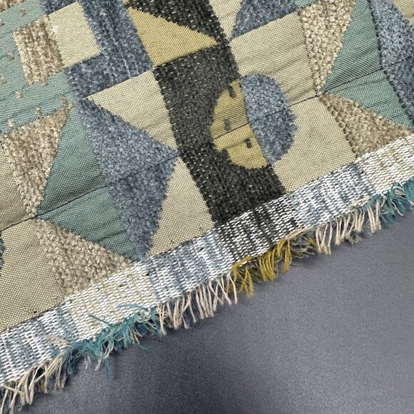 Handmade Tote Bag Tapestry Carpet Fringe Blue Green Gray Beige Books Purse - Picture 5 of 8